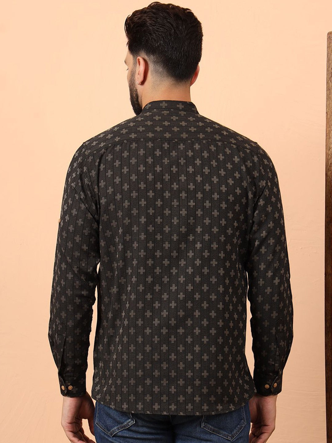 Ethnic Motifs Printed Mandarin Collar Cotton Short Kurta