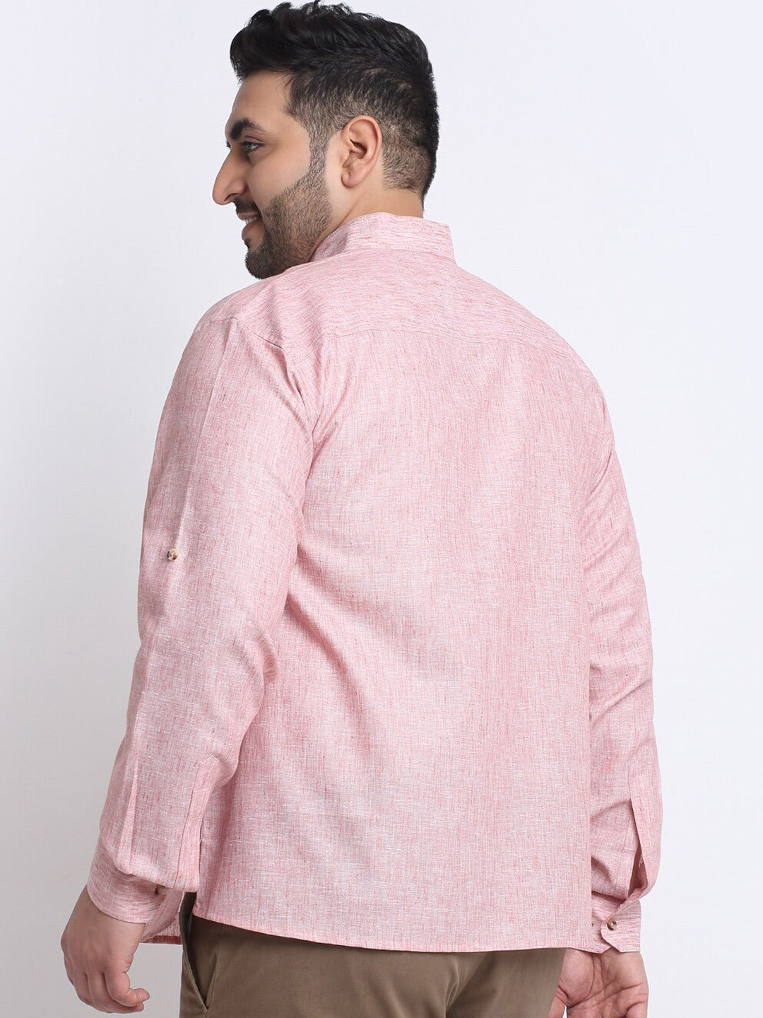 Men Pink Thread Work Kurta