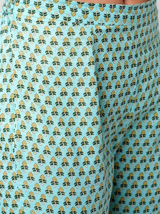 Floral Printed Regular Gotta Patti Pure Cotton Kurta with Trousers