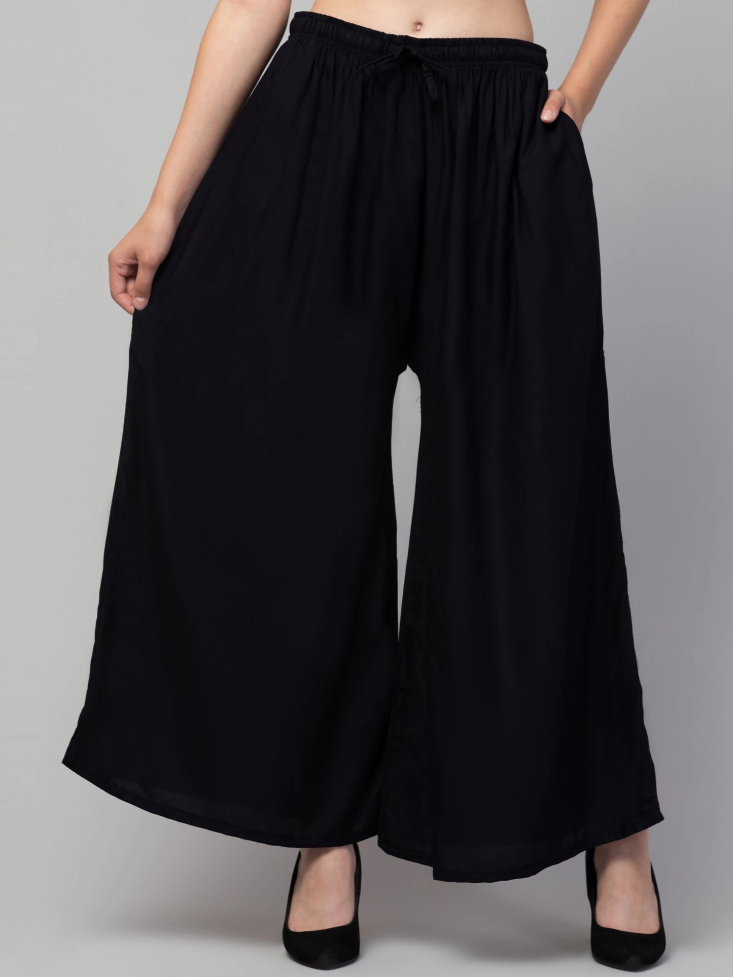 Women Flared Black Trousers