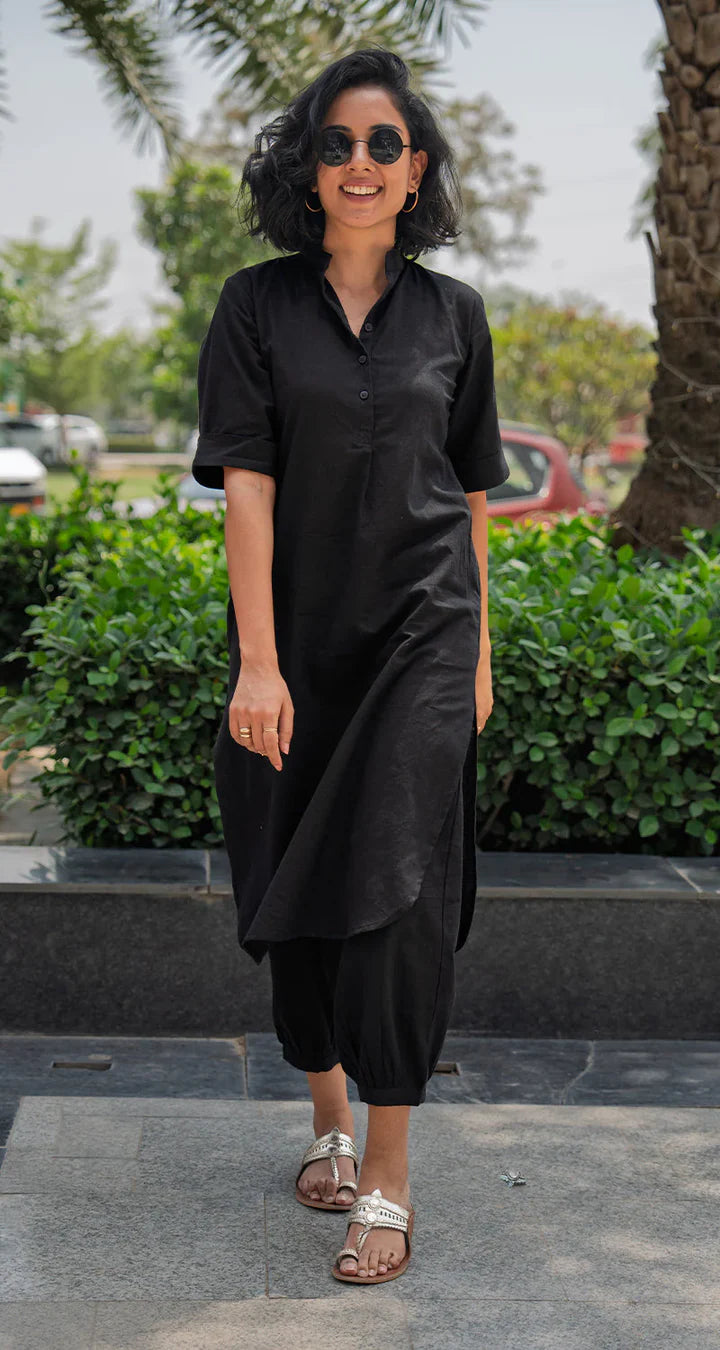 Customized Black Rayon Kurta Pant set