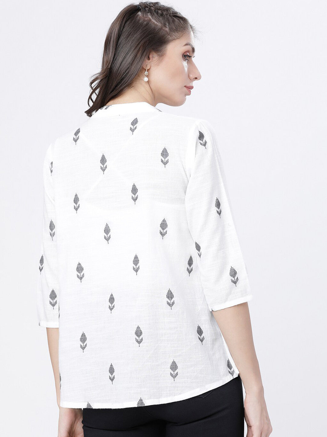 Casual Regular Sleeves Printed Women White Top