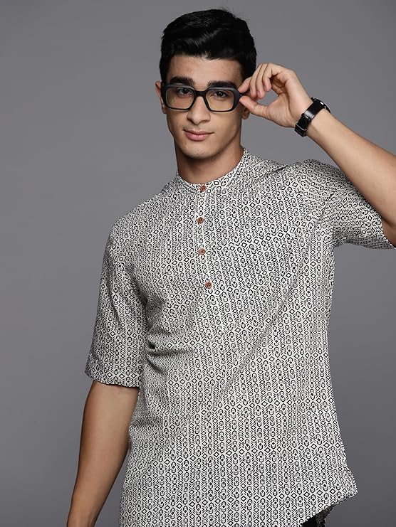 Men's Ethnic Motifs Cotton Straight Kurta