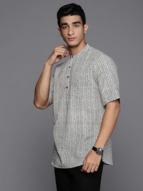 Men's Ethnic Motifs Cotton Straight Kurta