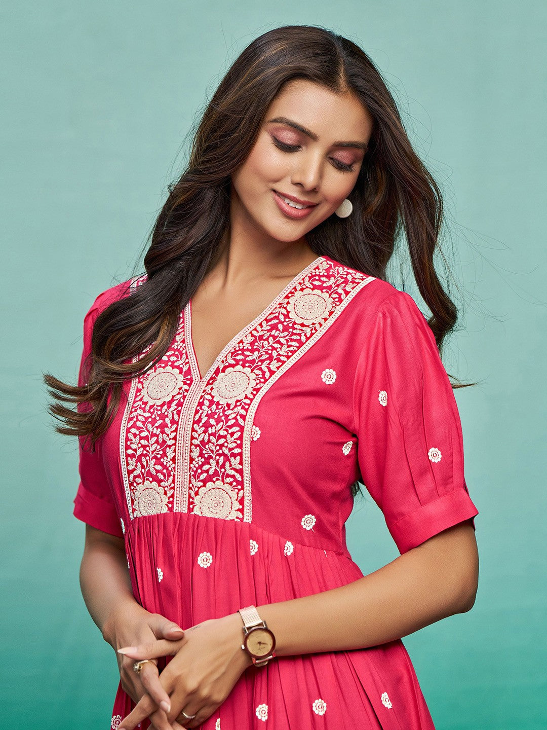 Embroidered Fit & Flare Dress