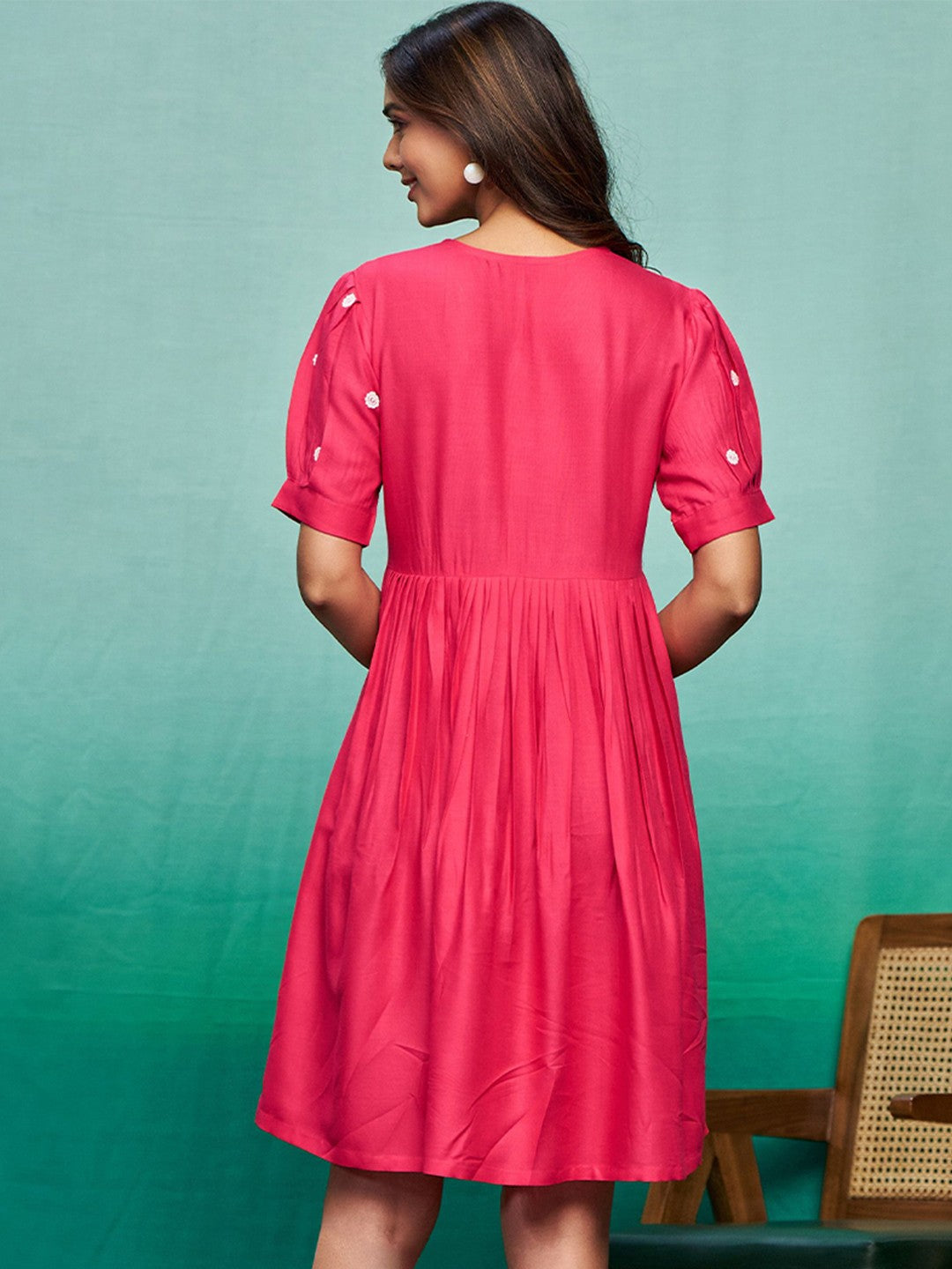 Embroidered Fit & Flare Dress