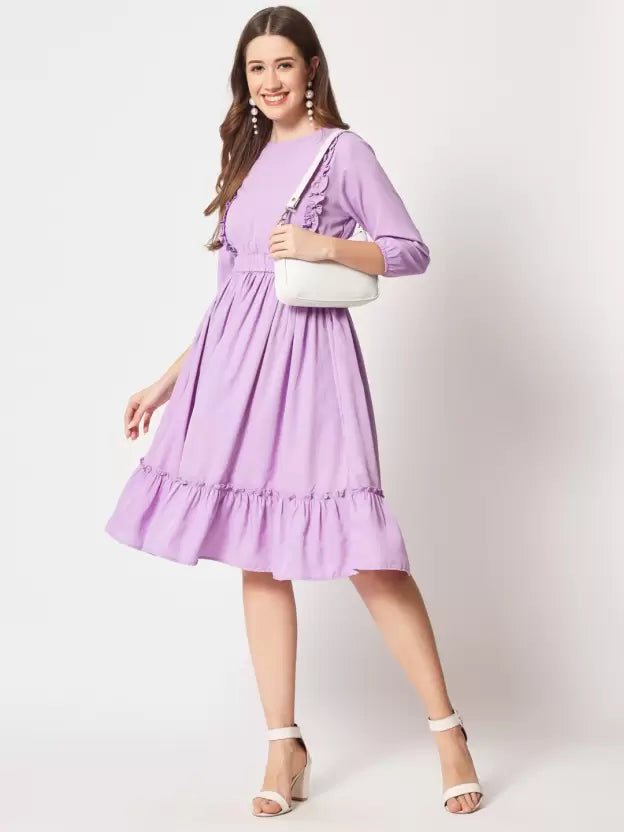 Women A-line Purple Dress
