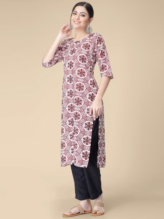 Floral Printed Regular Kurta with Trousers