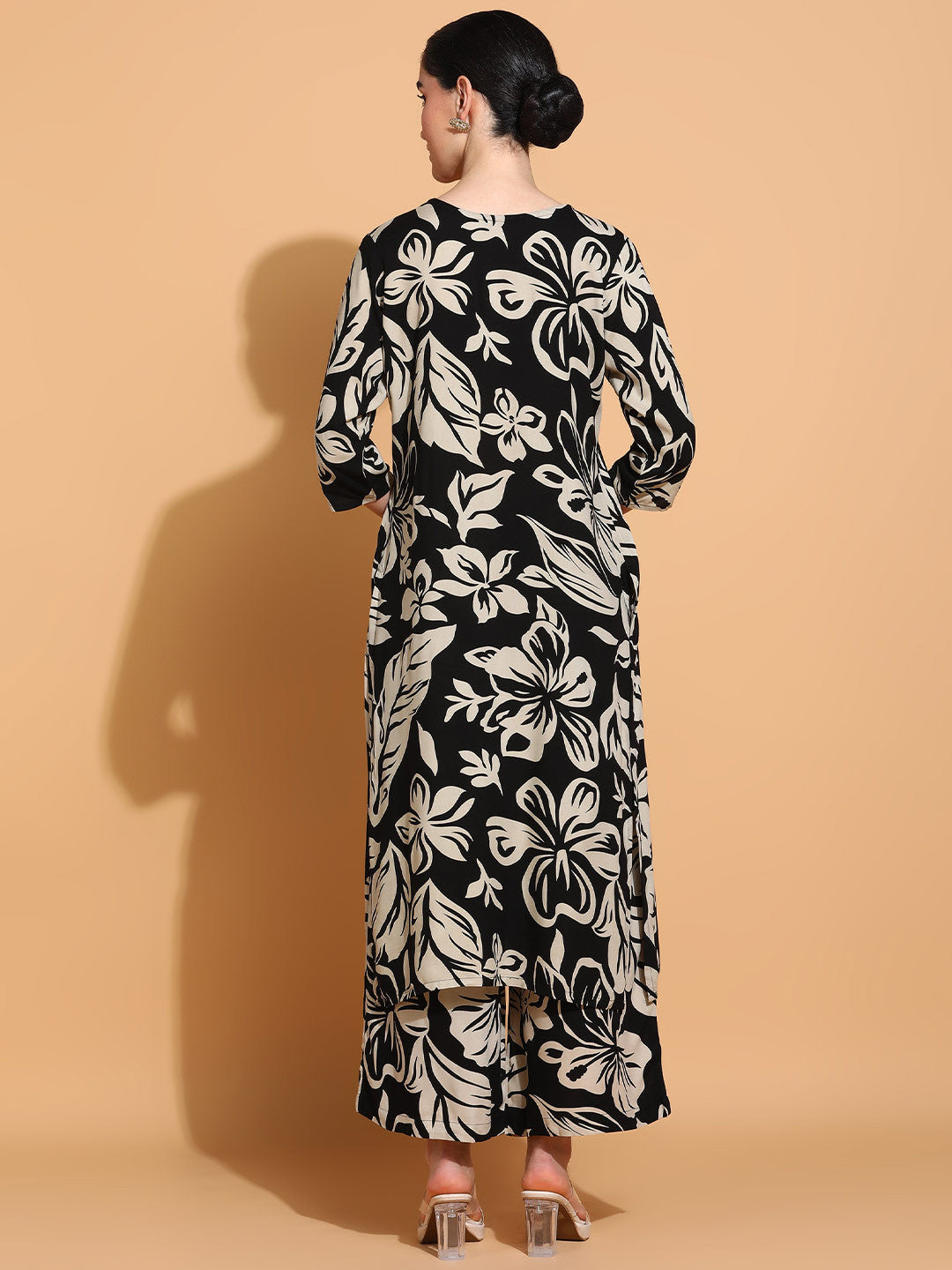 Floral Printed V-Neck Tunic with Palazzo Co-Ords