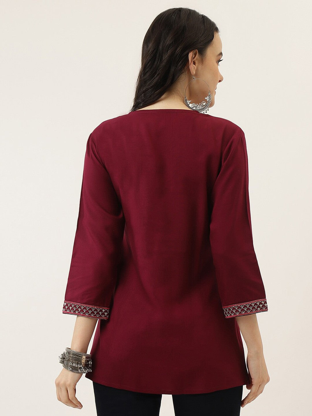 Ethnic Motifs Embroidered A-Line Top