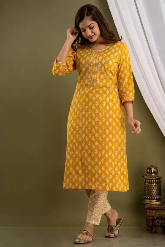 Women Pure Cotton Kurta Pant Dupatta Set (Multicolor)