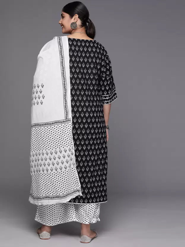 Women Cotton Blend Kurta Palazzo Set