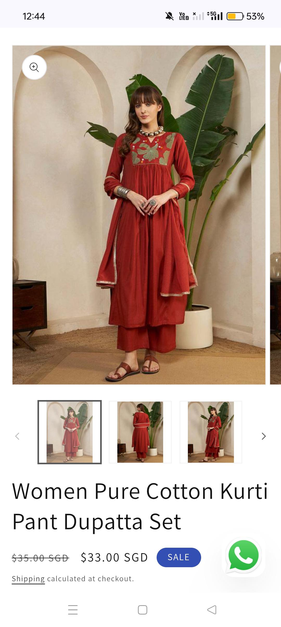 Floral Embroidered Notch Neck Chikankari Straight Kurta With Palazzos