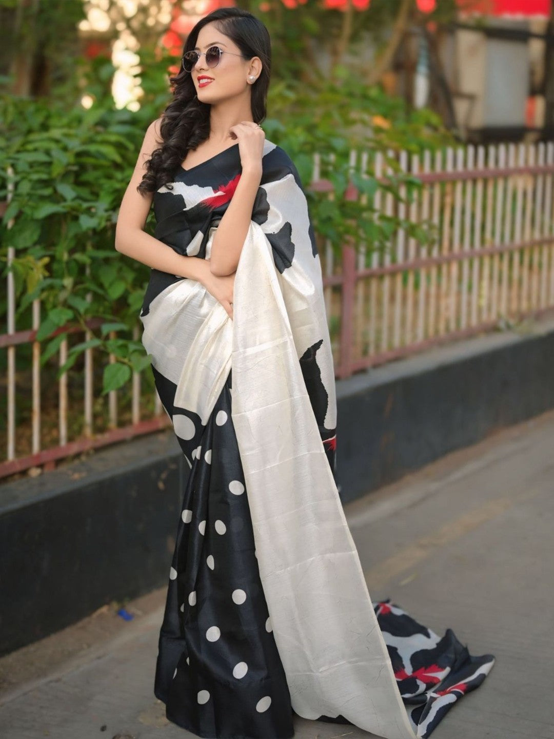 Polka Dot Printed Saree