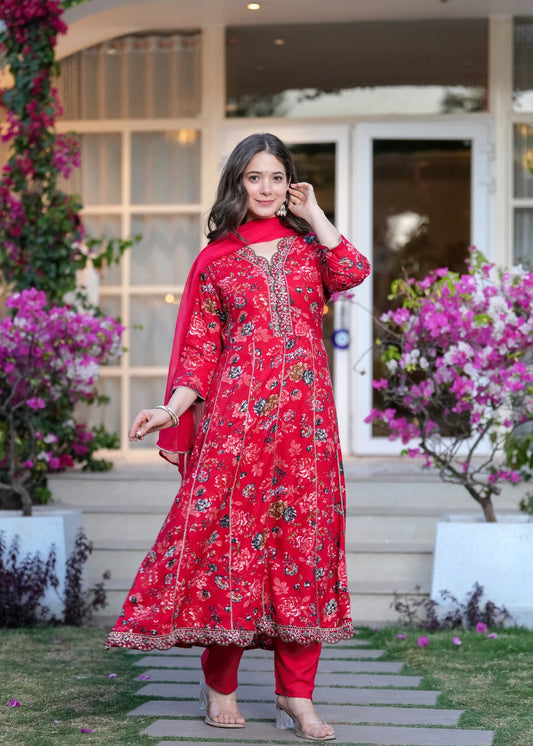 Women Pink Pure Cotton Kurta Palazzo Dupatta Set