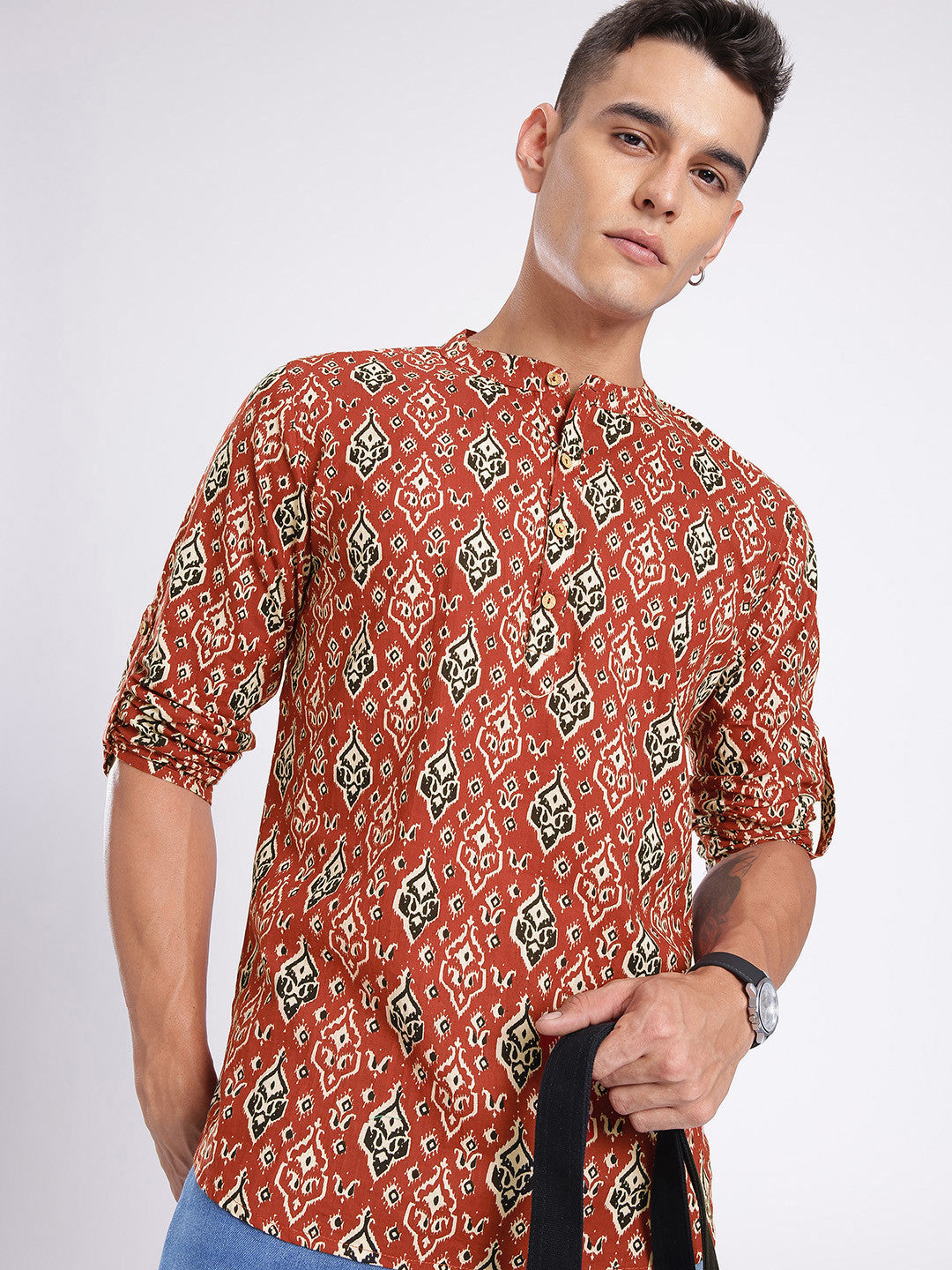 Ethnic Motifs Printed Straight Kurta