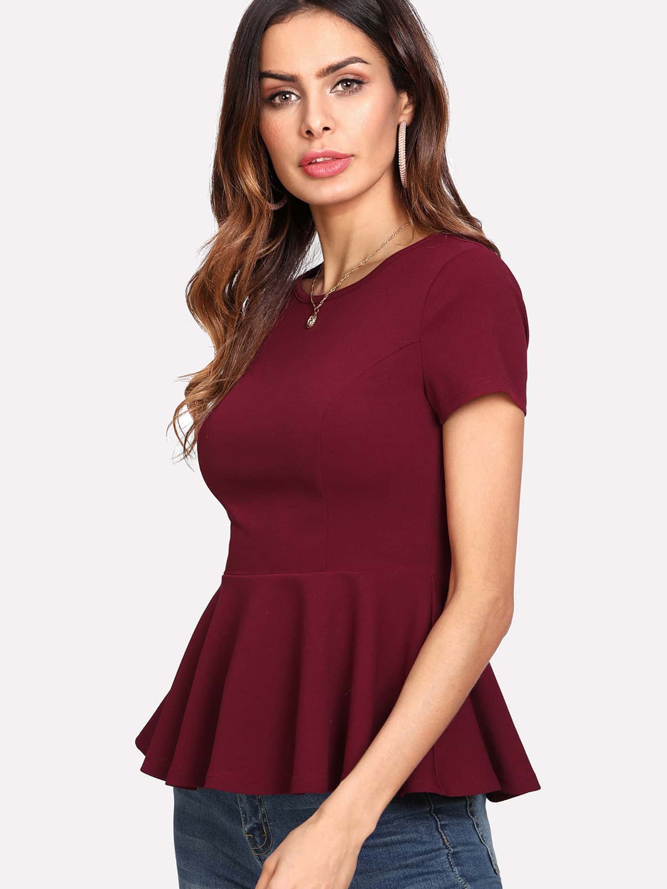 Zipper Side Peplum Top