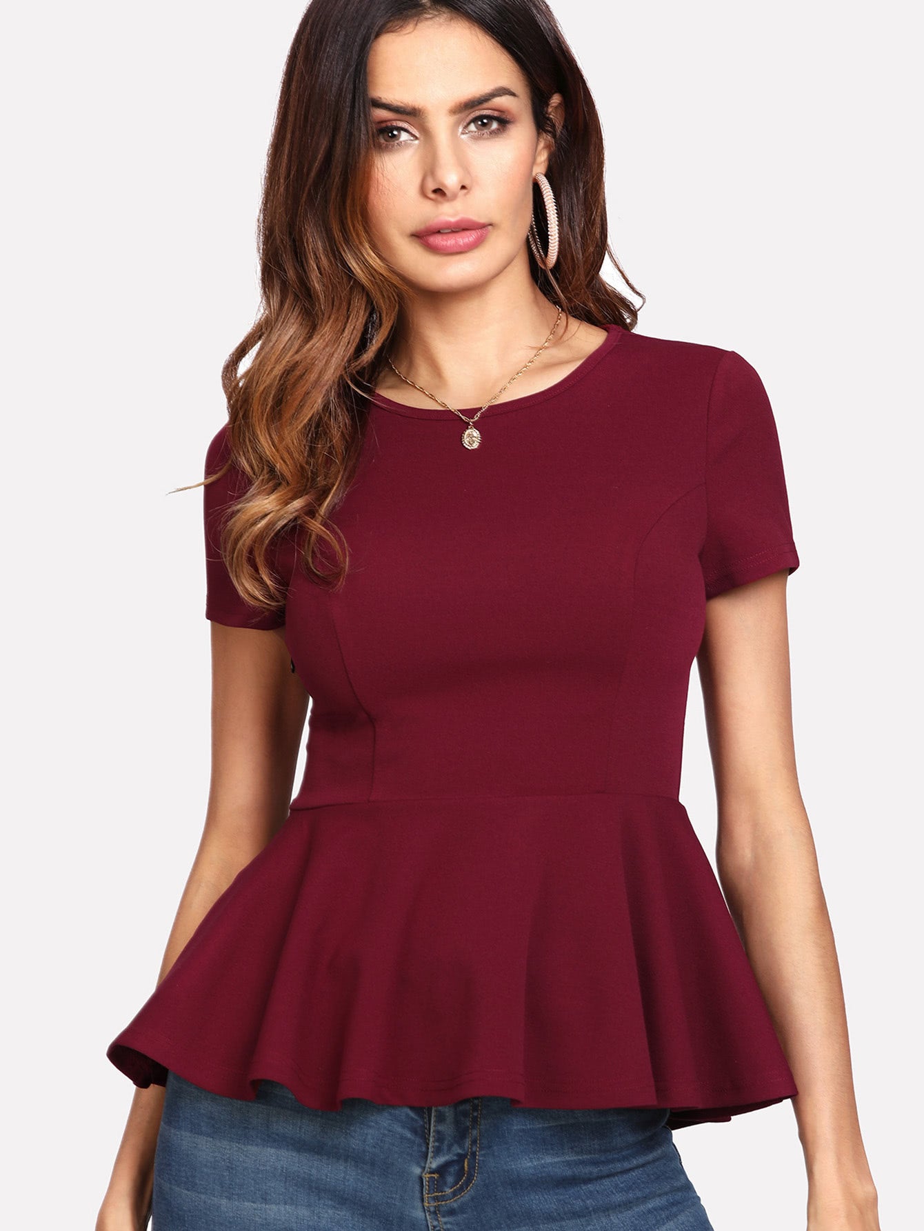 Zipper Side Peplum Top