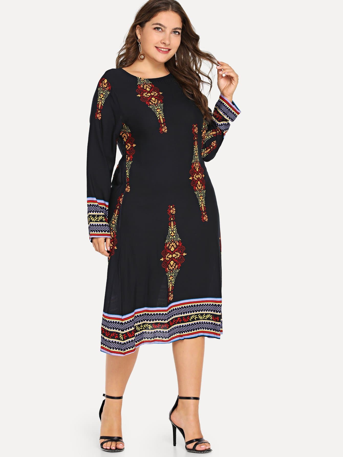 Plus Tribal Print Dress | Amy's Cart Singapore
