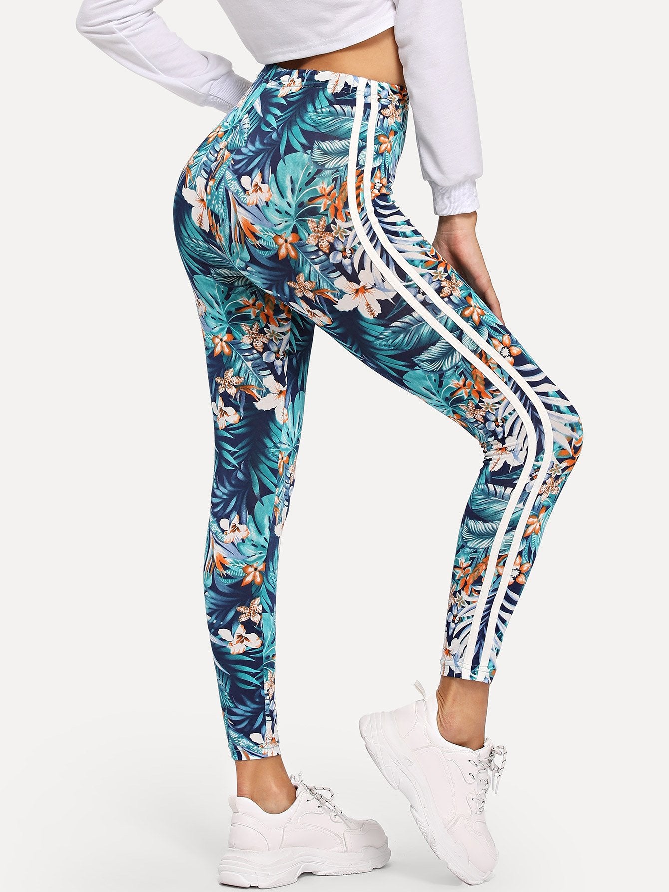 High Waist Tropical Print Leggings | Amy's Cart Singapore