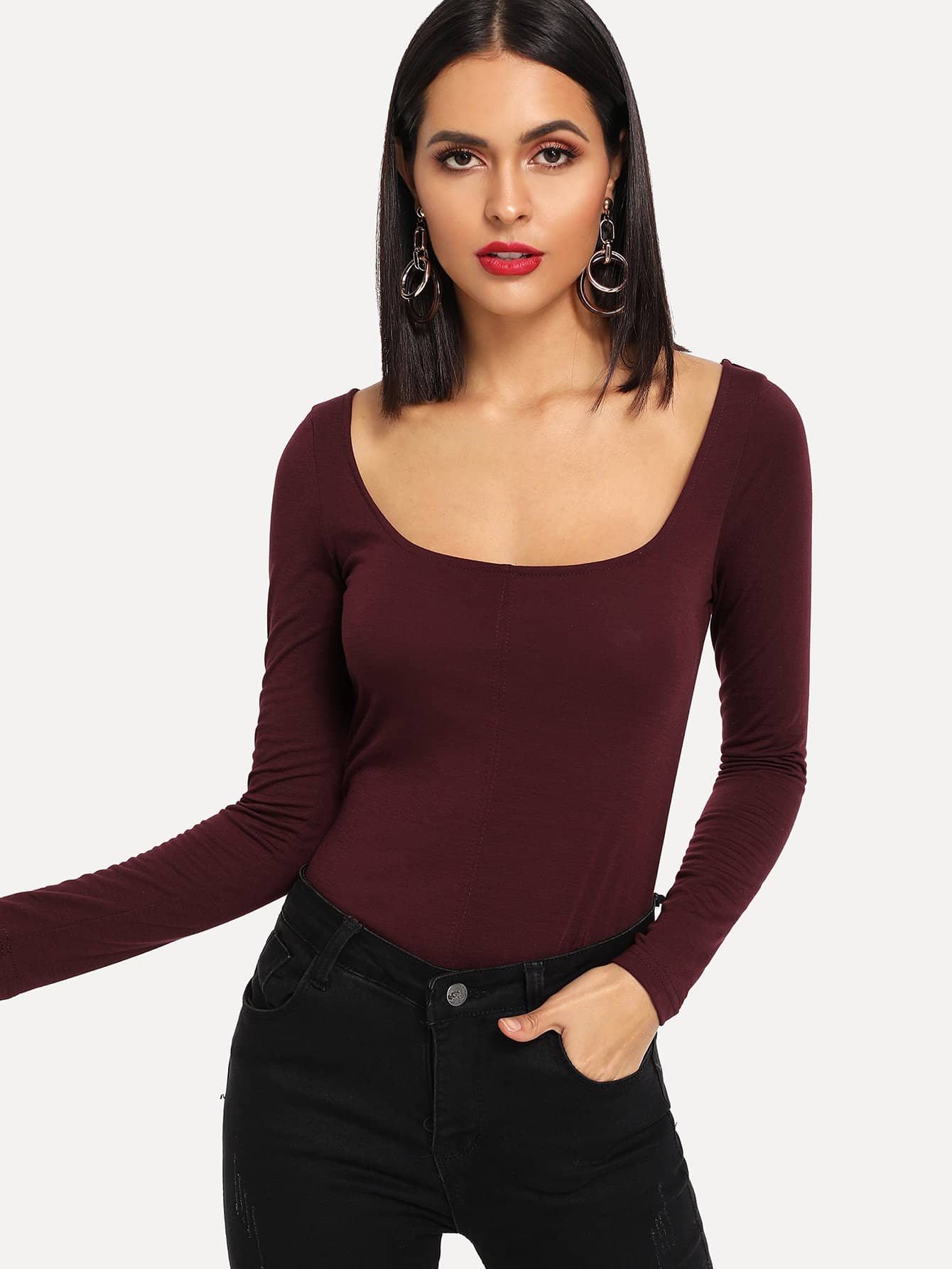 Solid Square Neck Tee