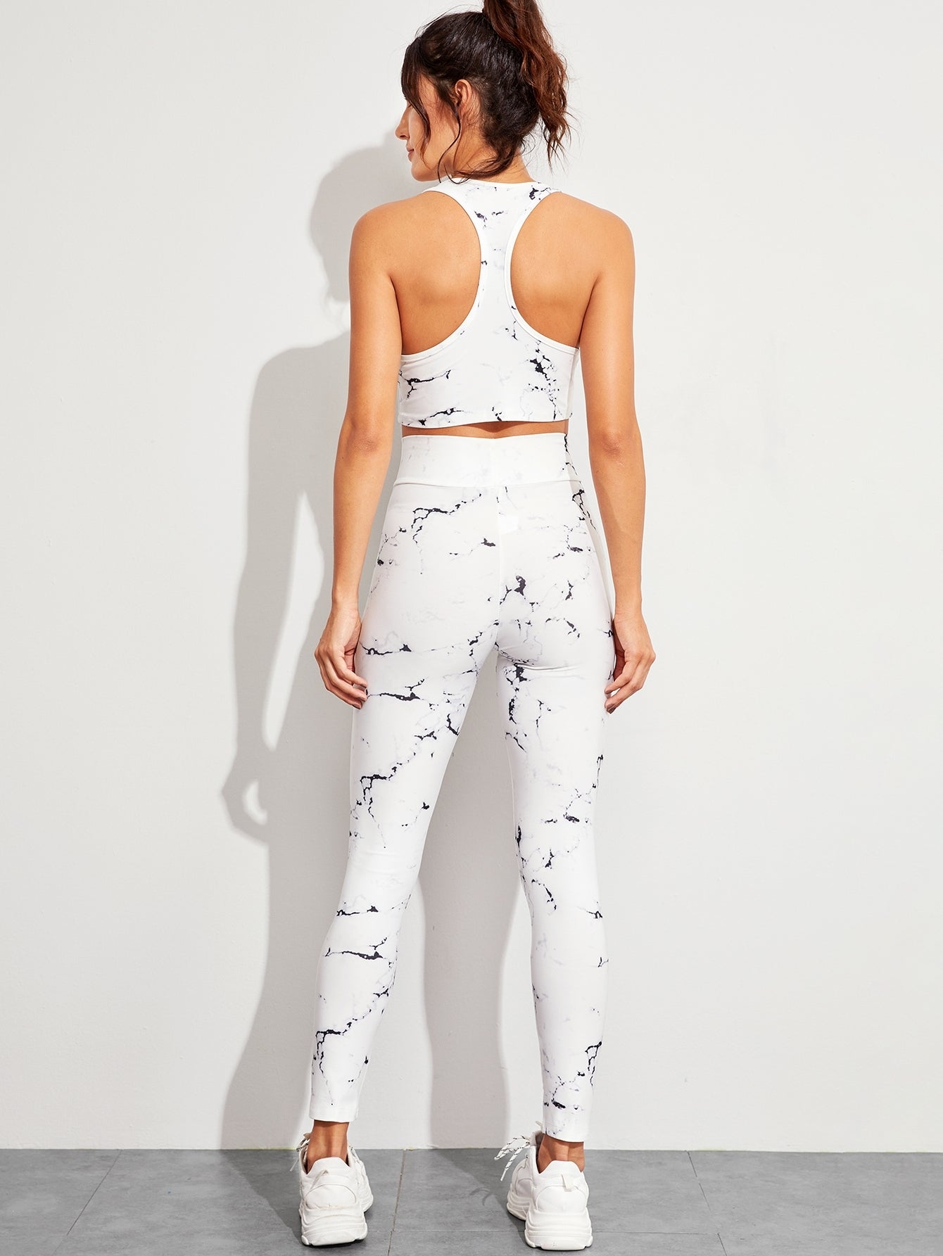 Contrast Mesh Top With Tie Dye Leggings