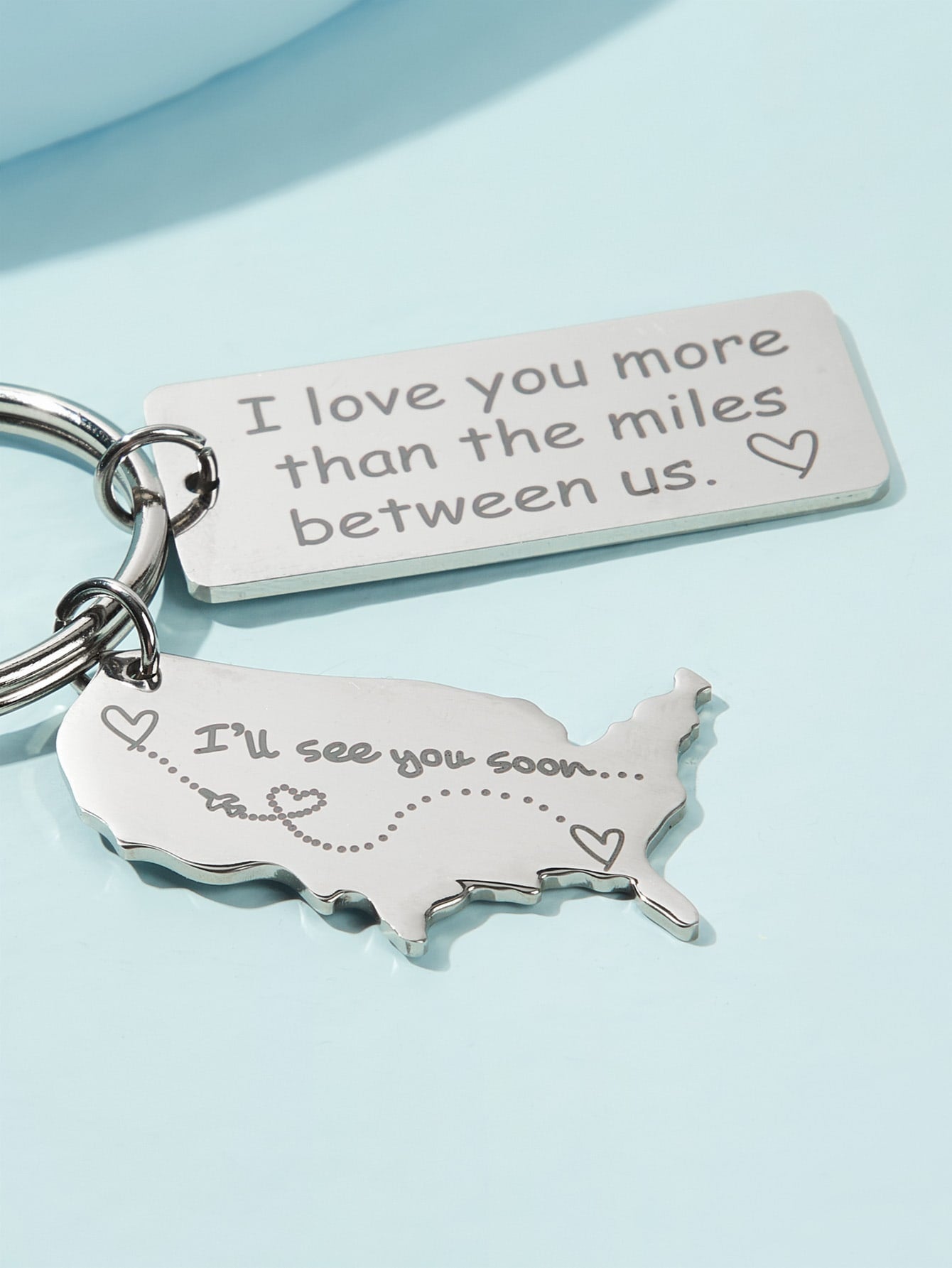 Slogan & Heart Pattern Metal Charm Keychain