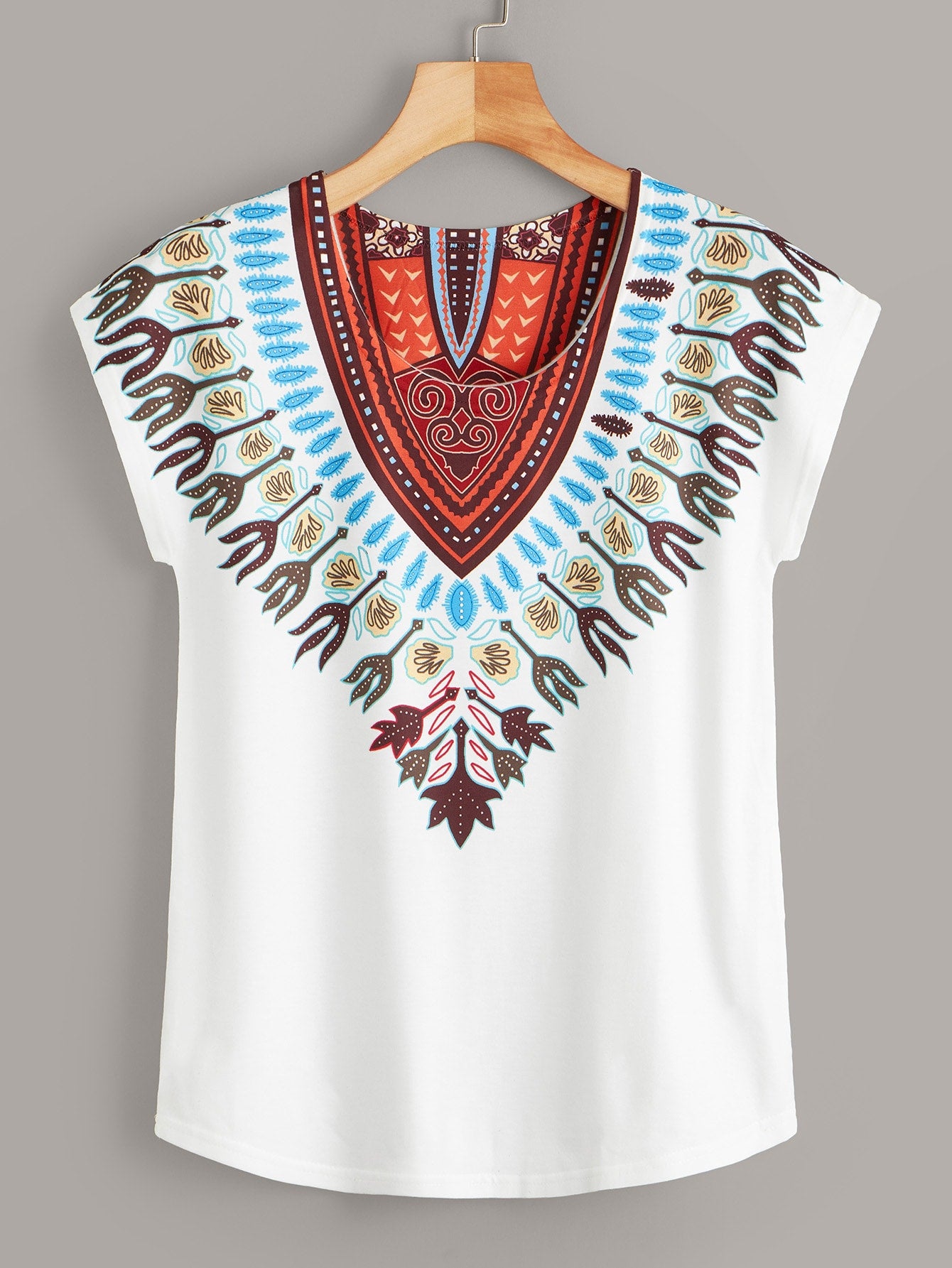 Tribal Print Cap Sleeve Tee