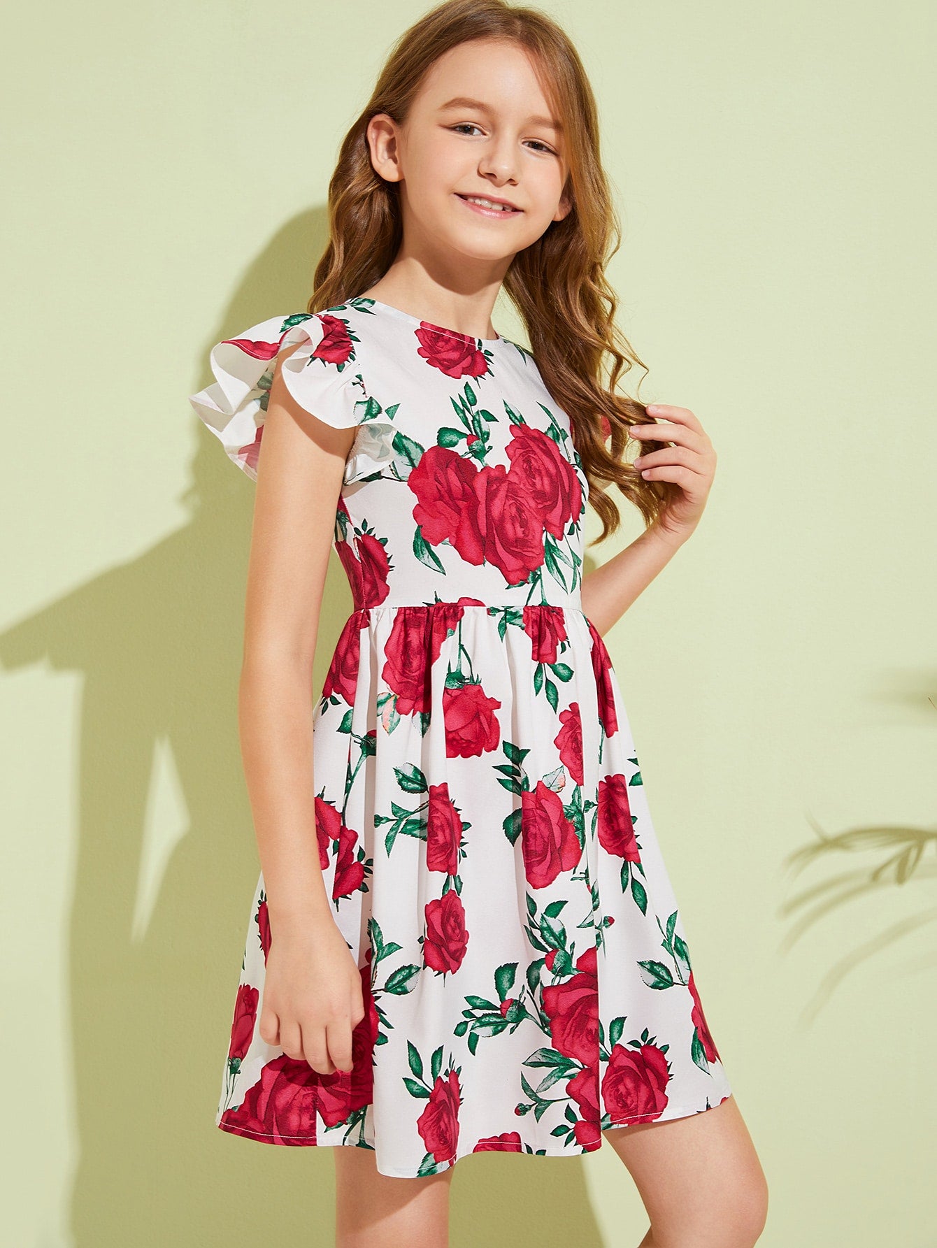 Girls Floral Print Fit and Flare Dress