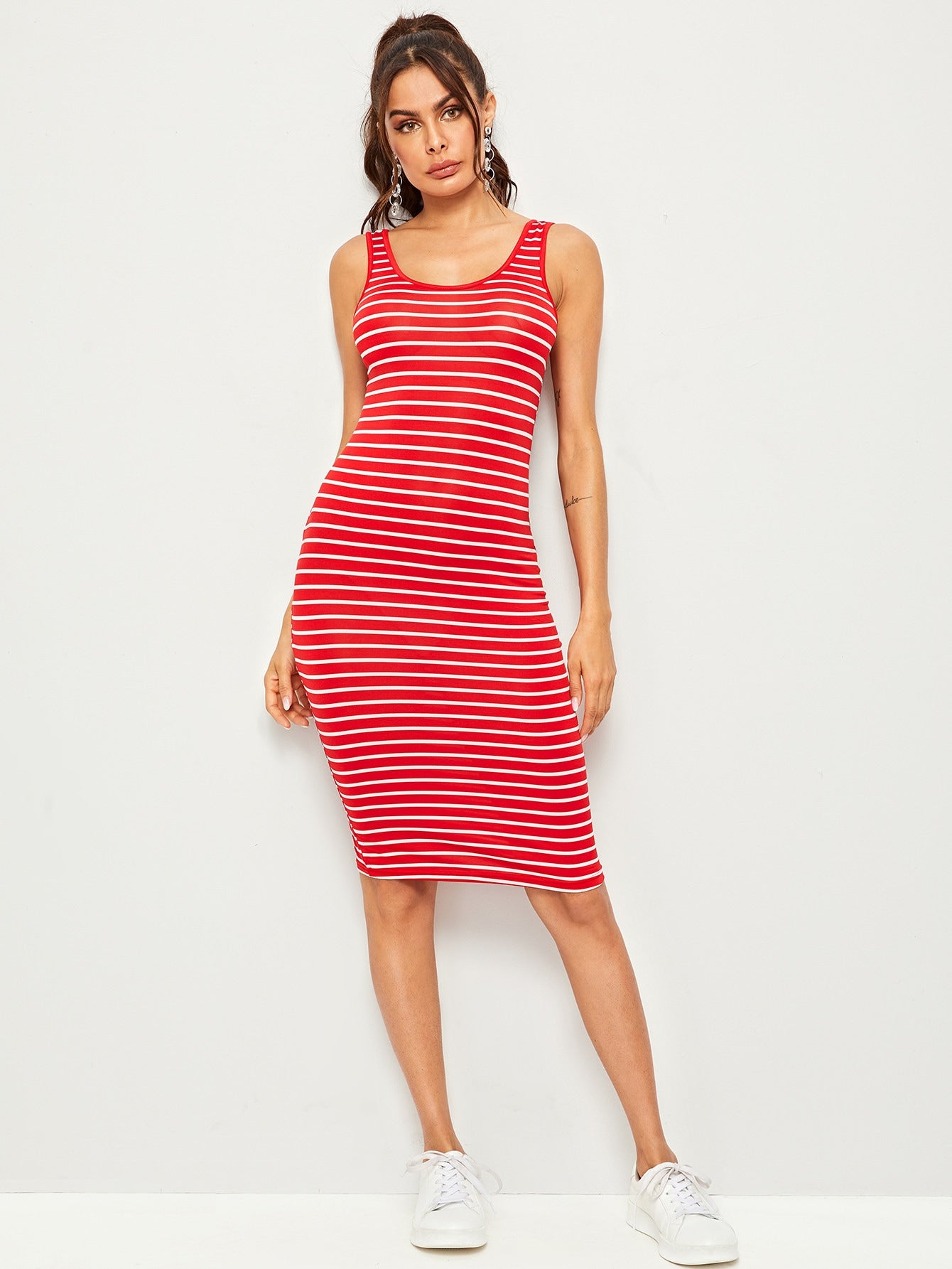 Striped Fitted Tank Dress