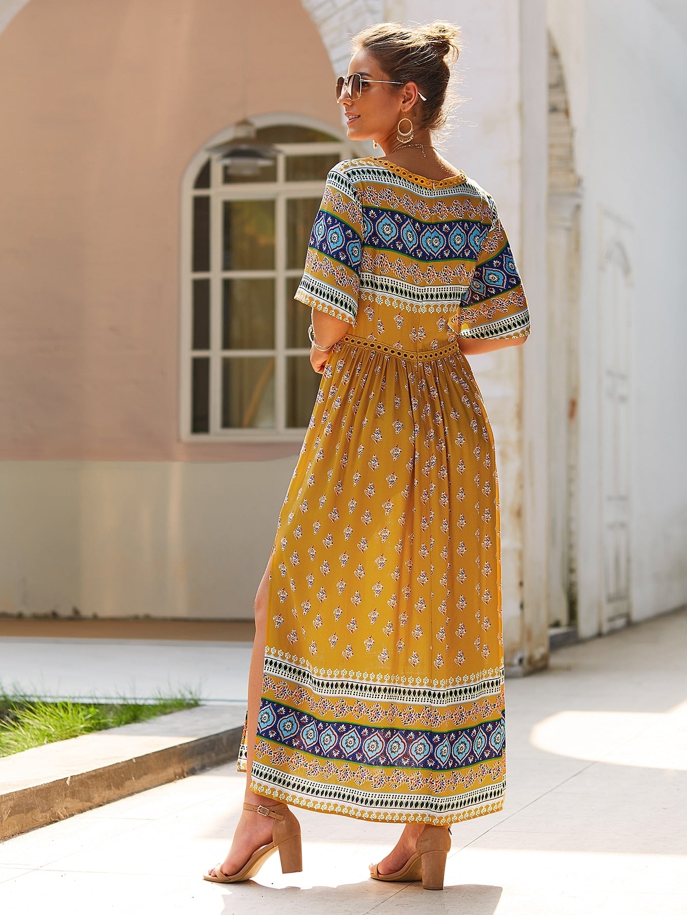 Tribal Print Split Thigh Dress