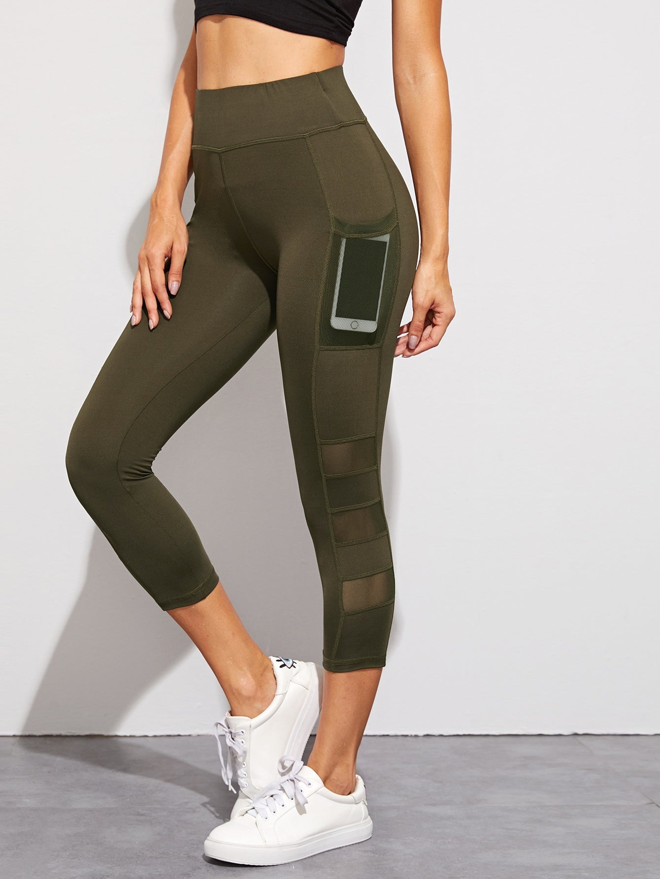 Contrast Mesh Skinny Leggings