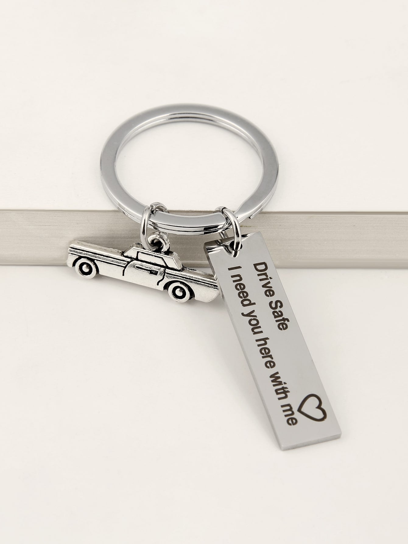 Slogan Engraved & Car Charm Keychain