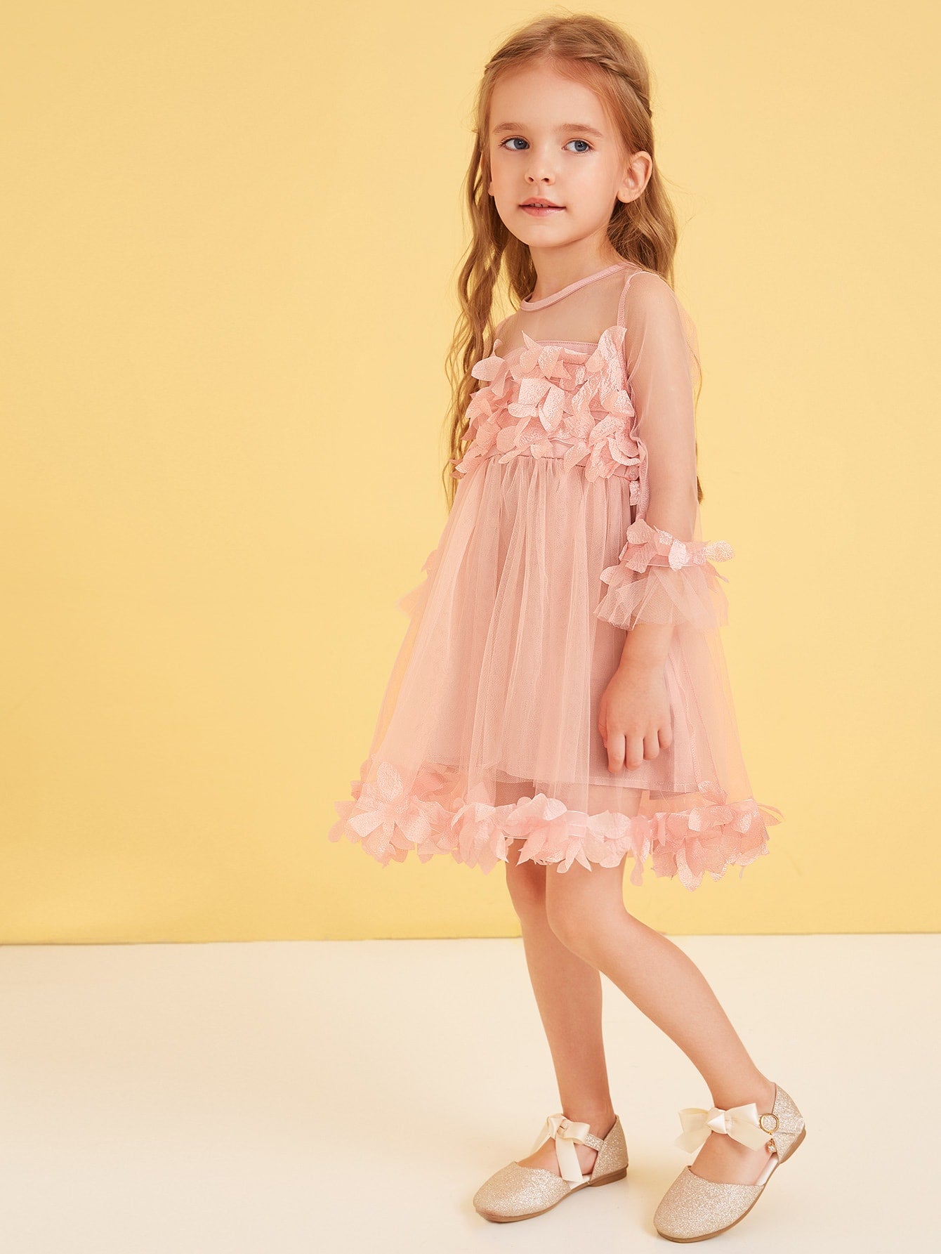 Toddler Girls Stereo Flower Keyhole Back Tutu Dress