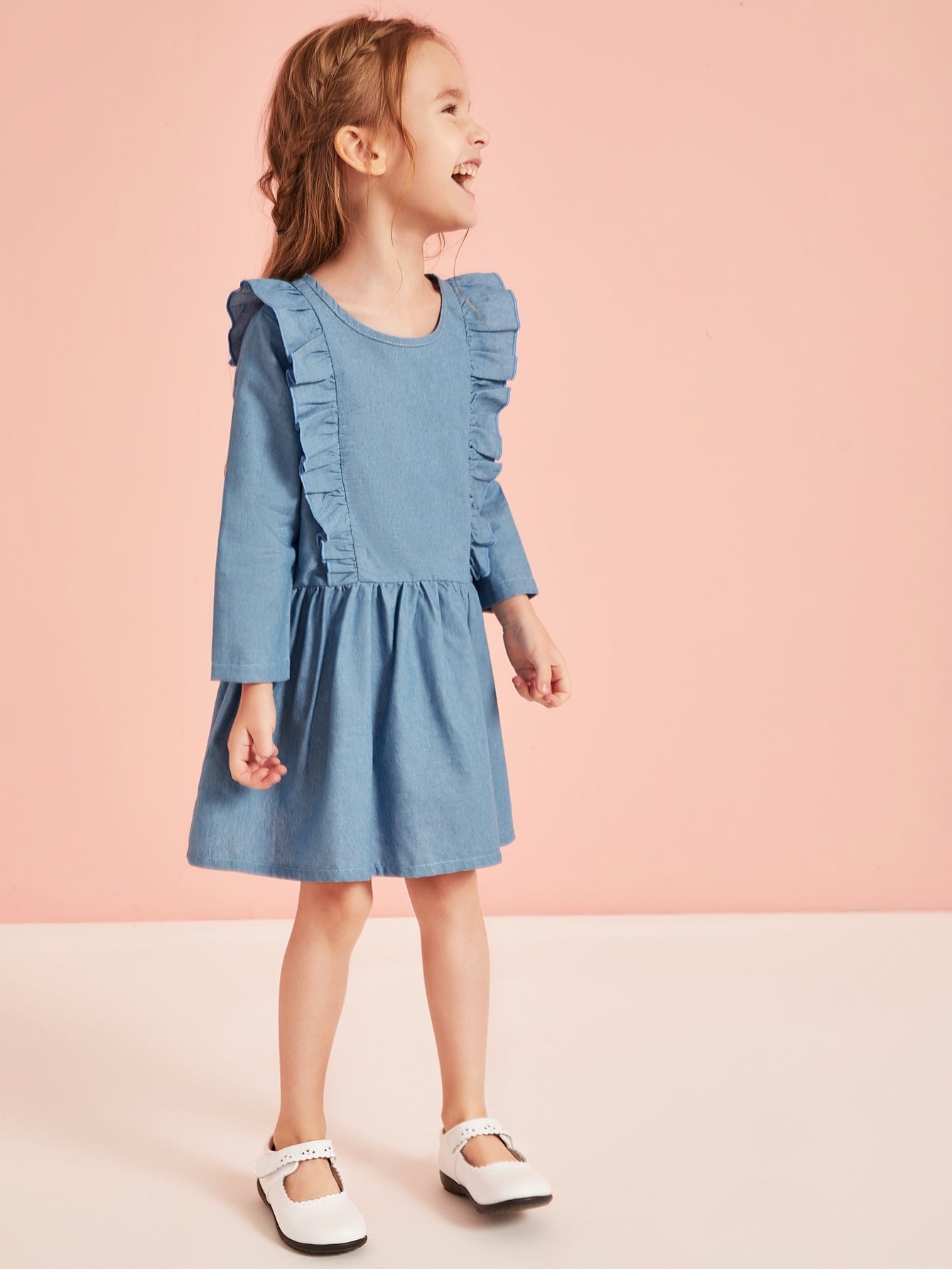 Toddler Girls Frill Trim Smock Dress Without Bag