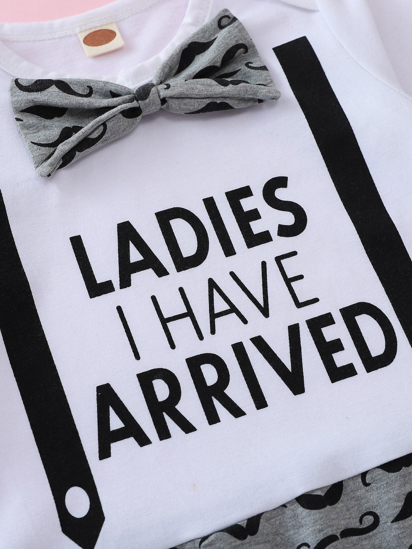 Baby Girl Slogan Graphic Bow Tie Spliced Jumpsuit