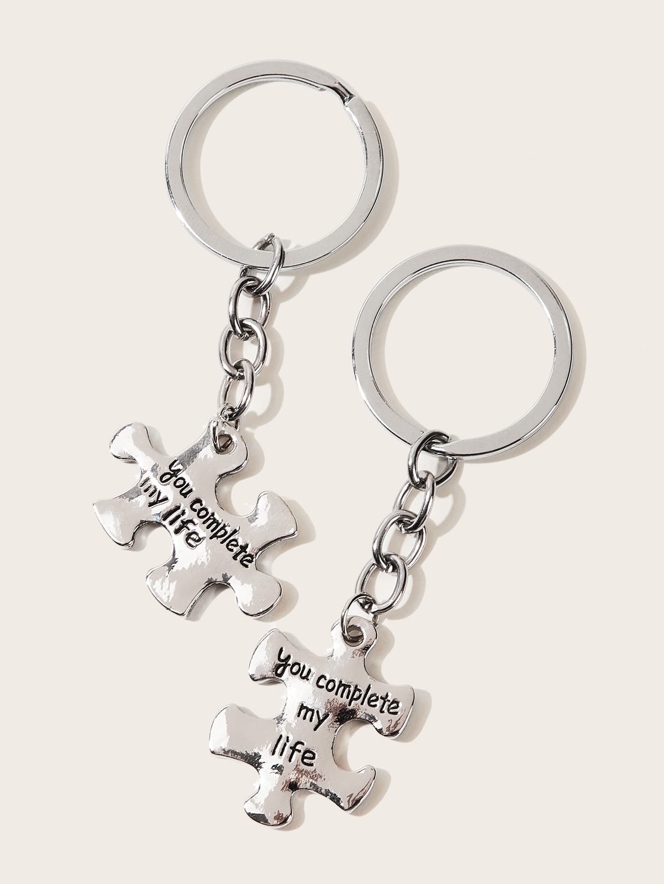 Slogan Engraved Charm Keychain 2pcs