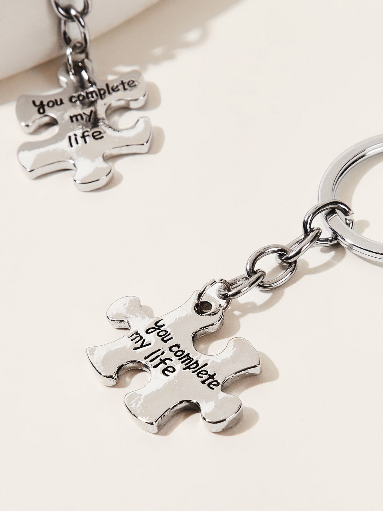 Slogan Engraved Charm Keychain 2pcs