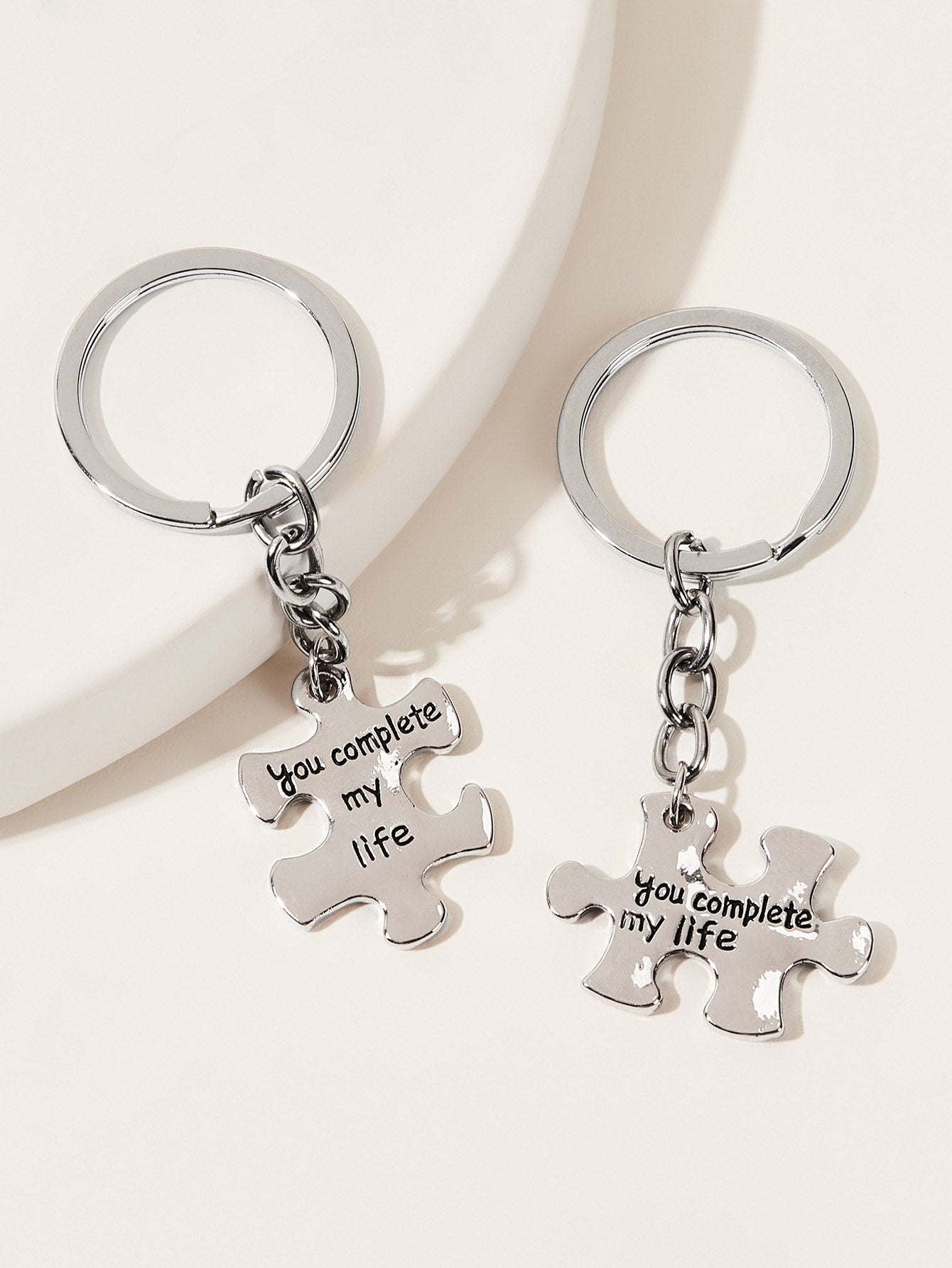 Slogan Engraved Charm Keychain 2pcs