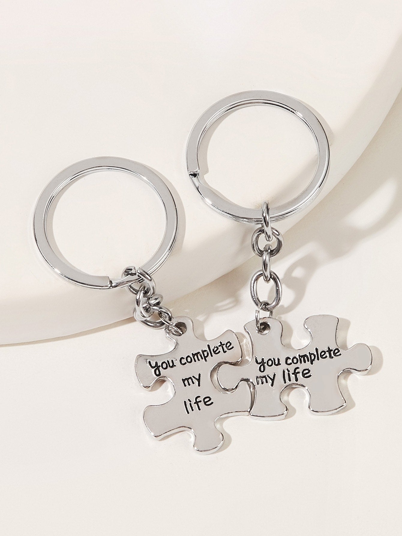 Slogan Engraved Charm Keychain 2pcs