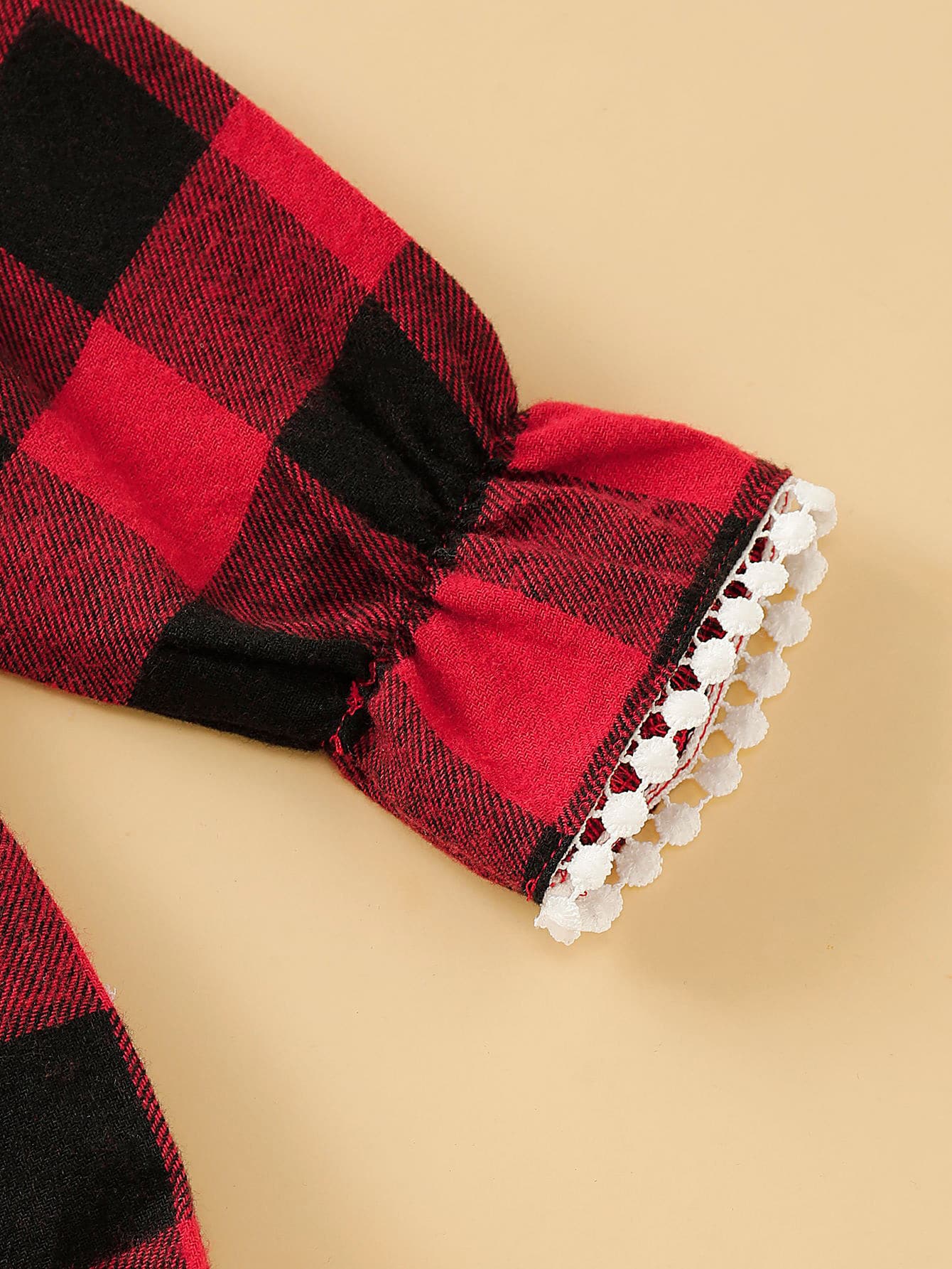 Baby Girl Bow Front Buffalo Plaid Romper With Headband