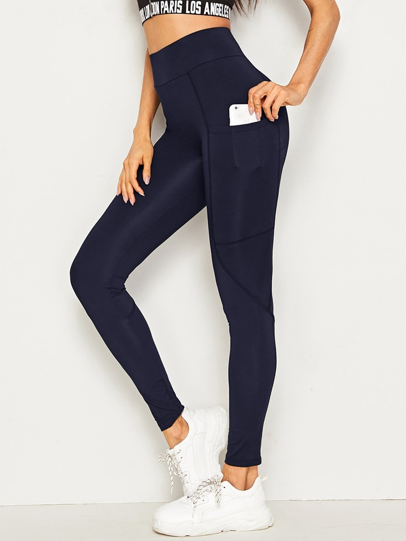 Pocket Side Wide Waistband Leggings
