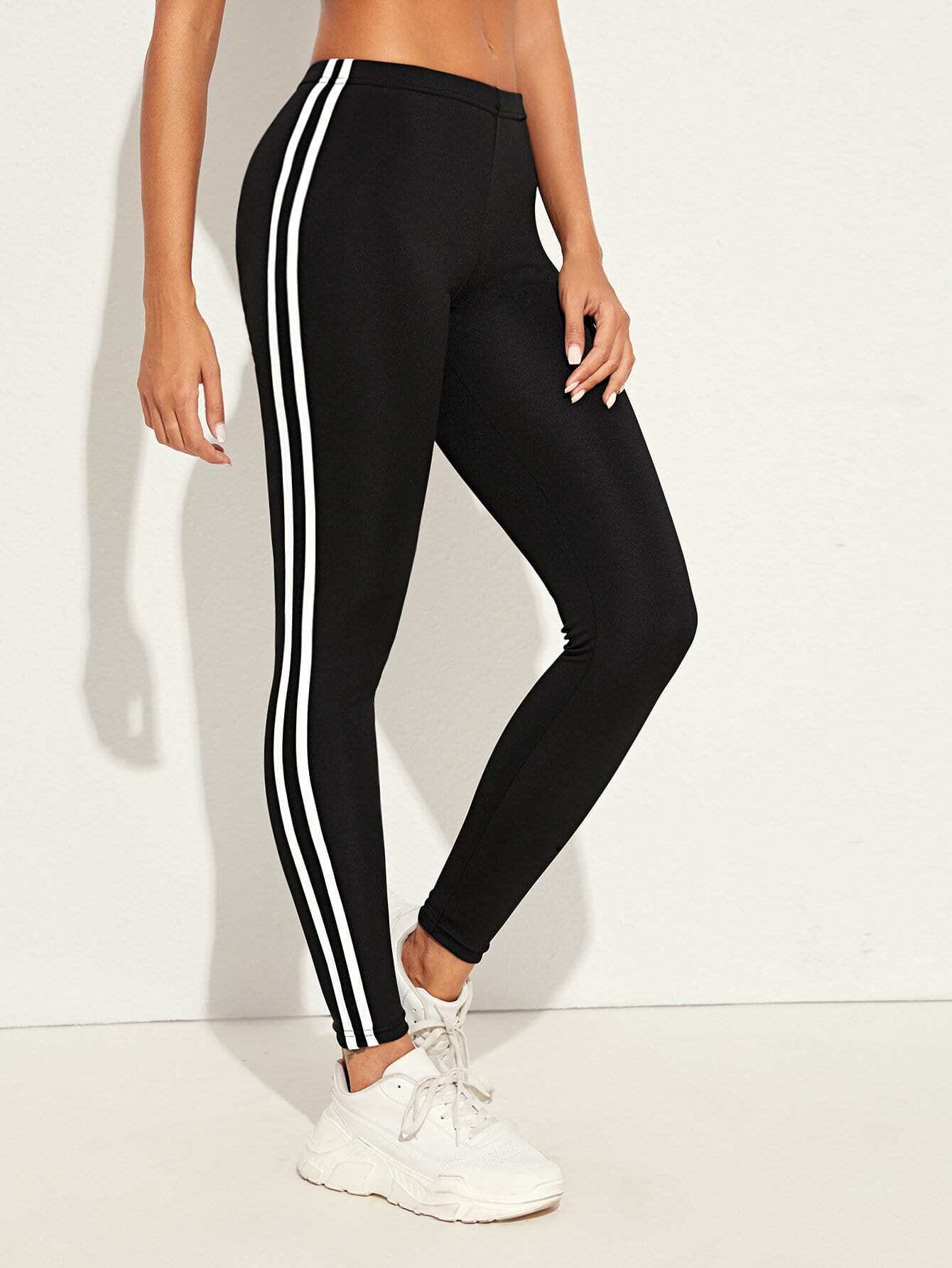 Striped Side Skinny Sports Leggings