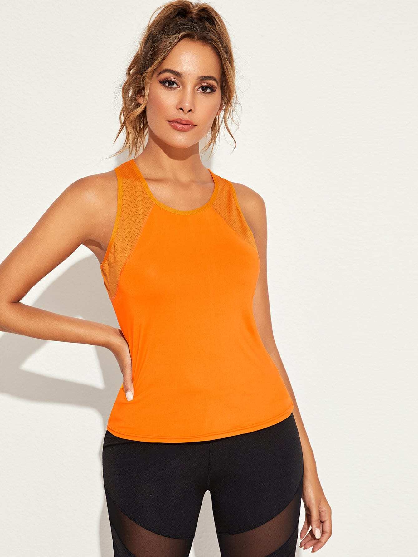 Neon Orange Racer Back Tank Top