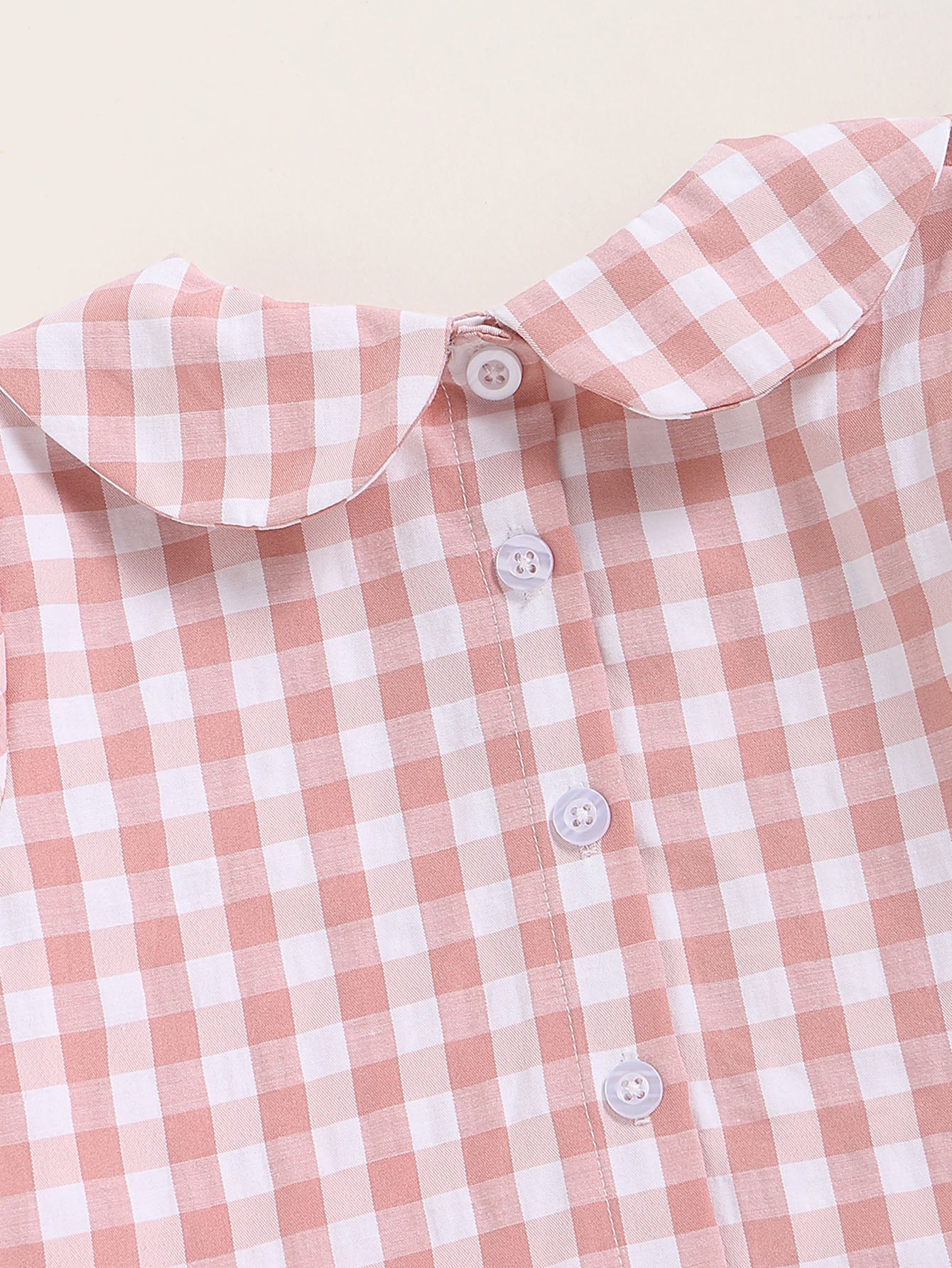 Baby Girl Gingham Blouse & Ruffle Trim Corduroy Suspender Skirt