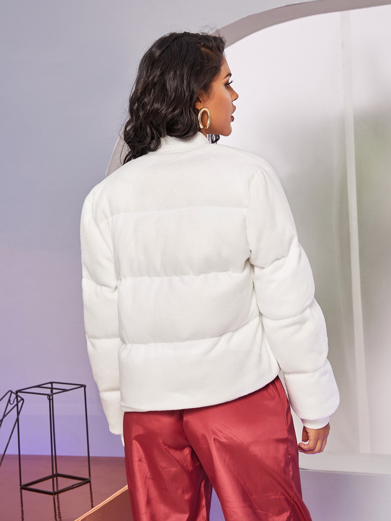 O-ring Zip Front Padded Jacket