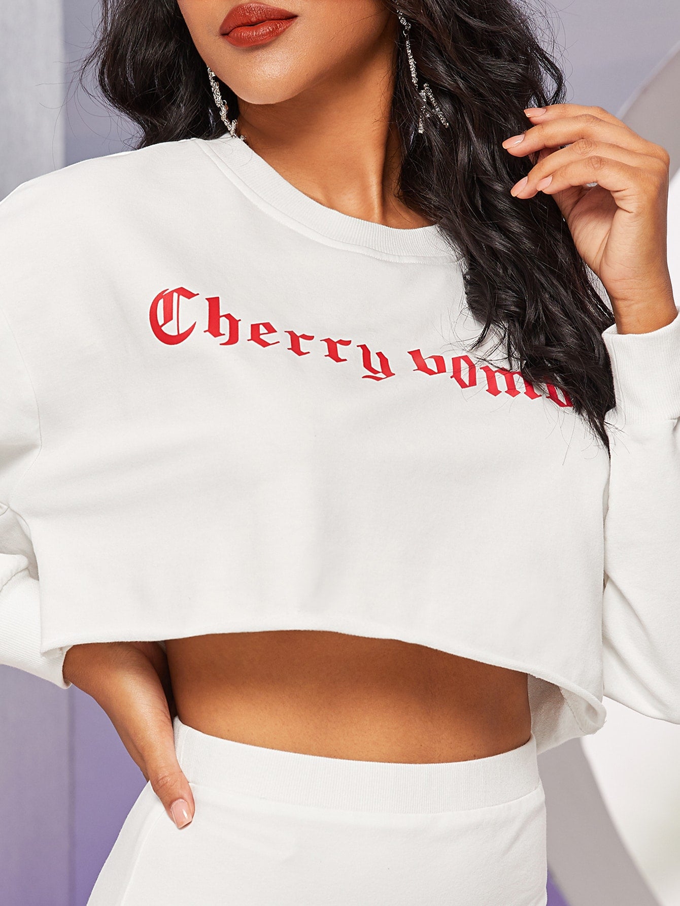 Drop Shoulder Letter Graphic Top & Bodycon Skirt Set