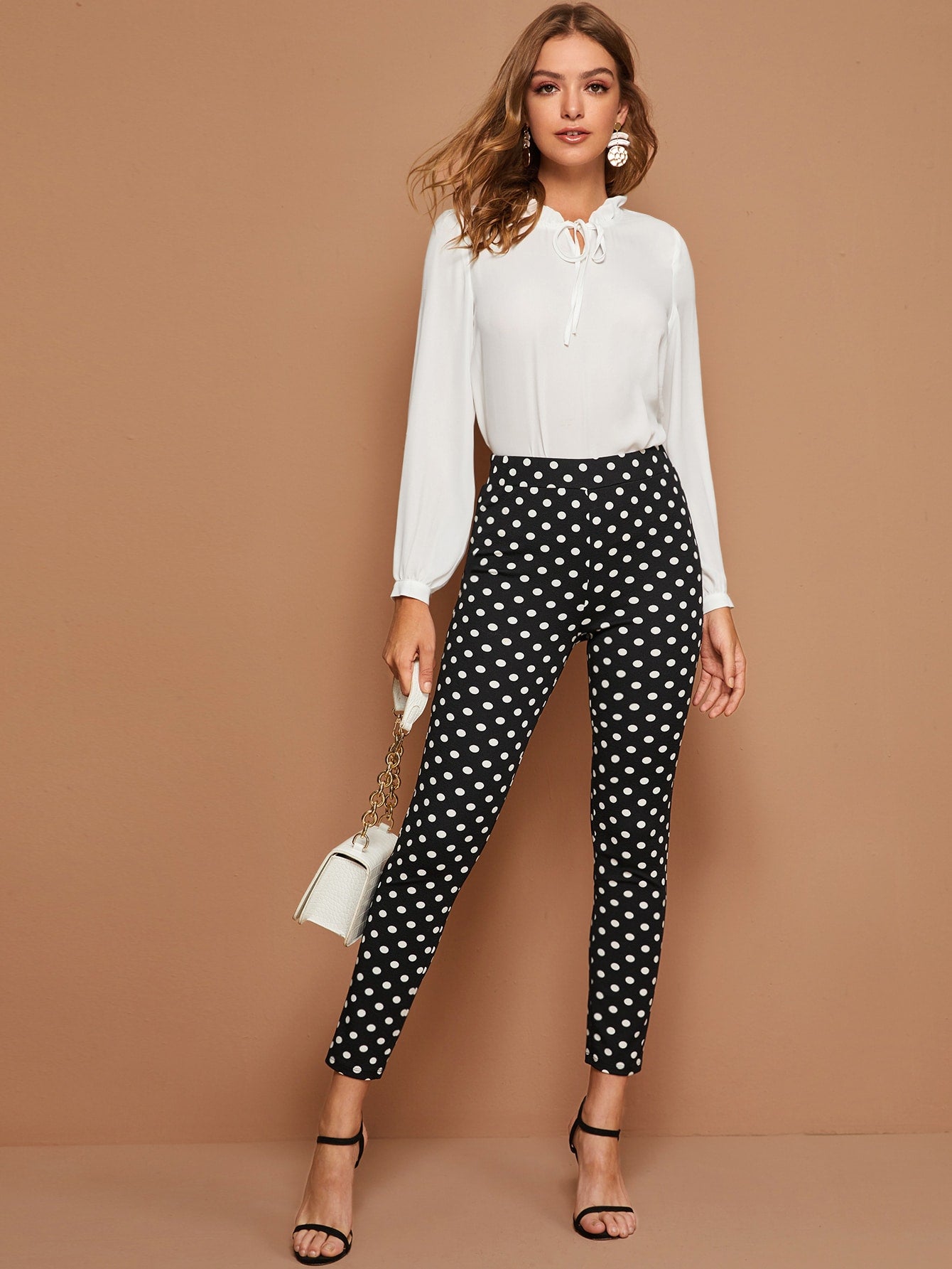 Wide Band Waist Polka Dot Pants