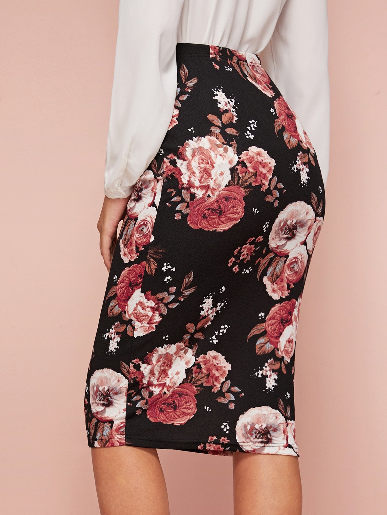 Floral Print Pencil Skirt