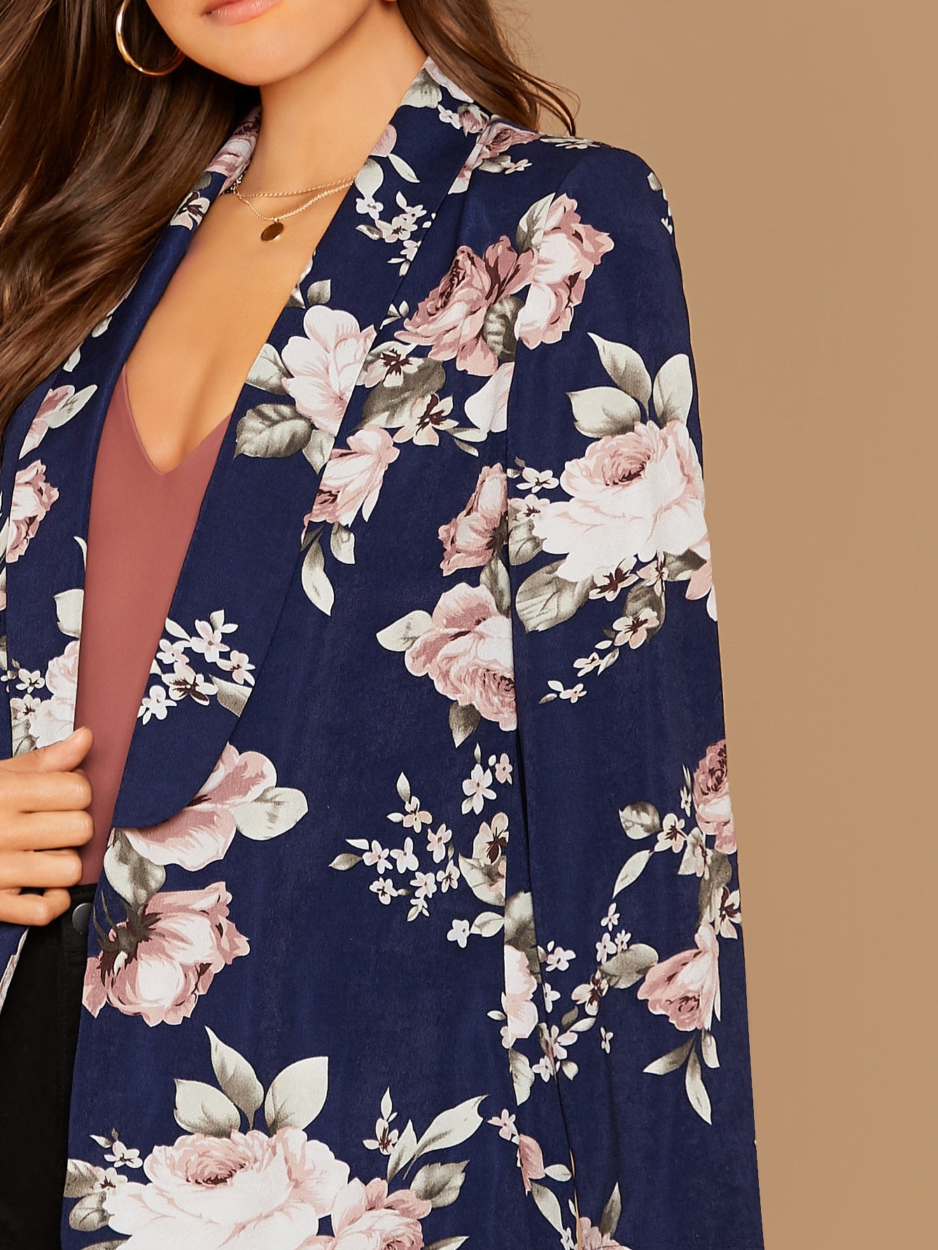 Shawl Collar Floral Print Blazer